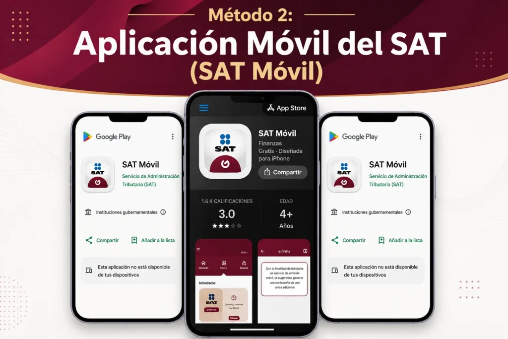 Método 2: Aplicación Móvil del SAT (SAT Móvil)