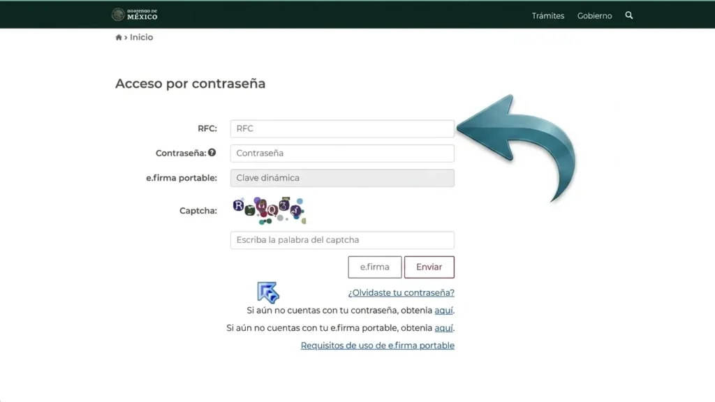 Paso 3: Escribe tu RFC y contraseña
