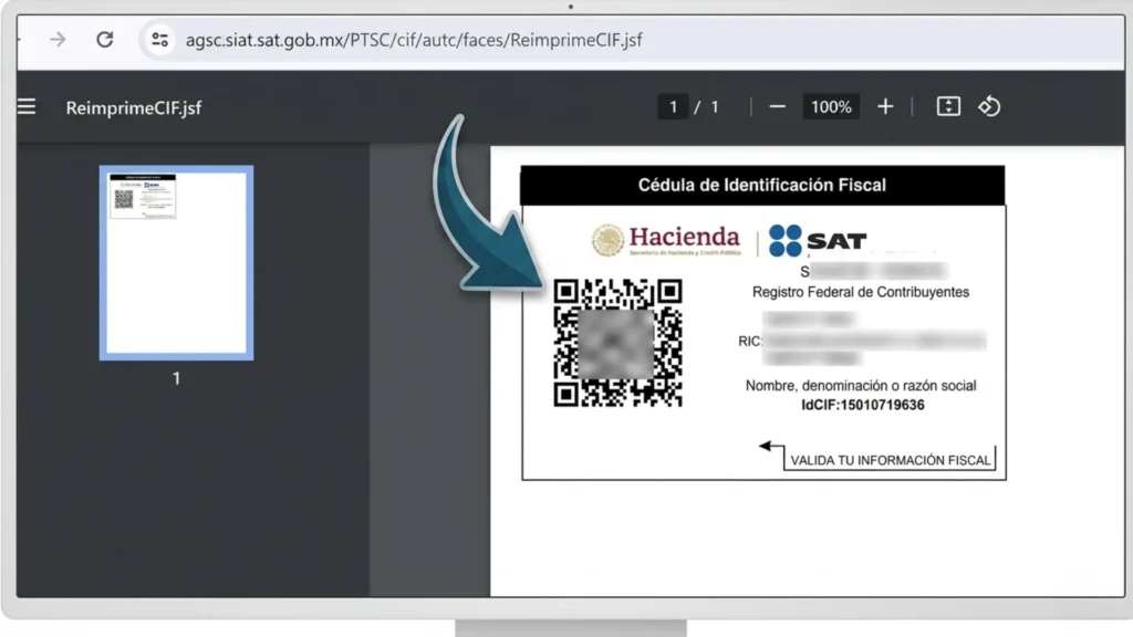 Paso 6: Descarga o imprime Verás tu cédula de identificación fiscal pdf disponible para descargar o imprimir de inmediato.